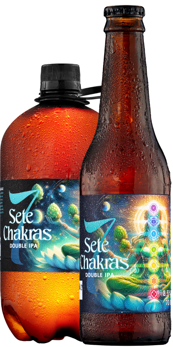 A Cerveja Double IPA (7 Chakras) Notorious é uma cerveja poderosa e envolvente. Intensamente lupulada, apresenta corpo médio, coloração âmbar e espuma cremosa. Seu aroma e sabor trazem notas cítricas e resinosas marcantes, com um amargor potente e teor alcoólico elevado, ideal para quem busca experiências mais complexas e vibrantes.