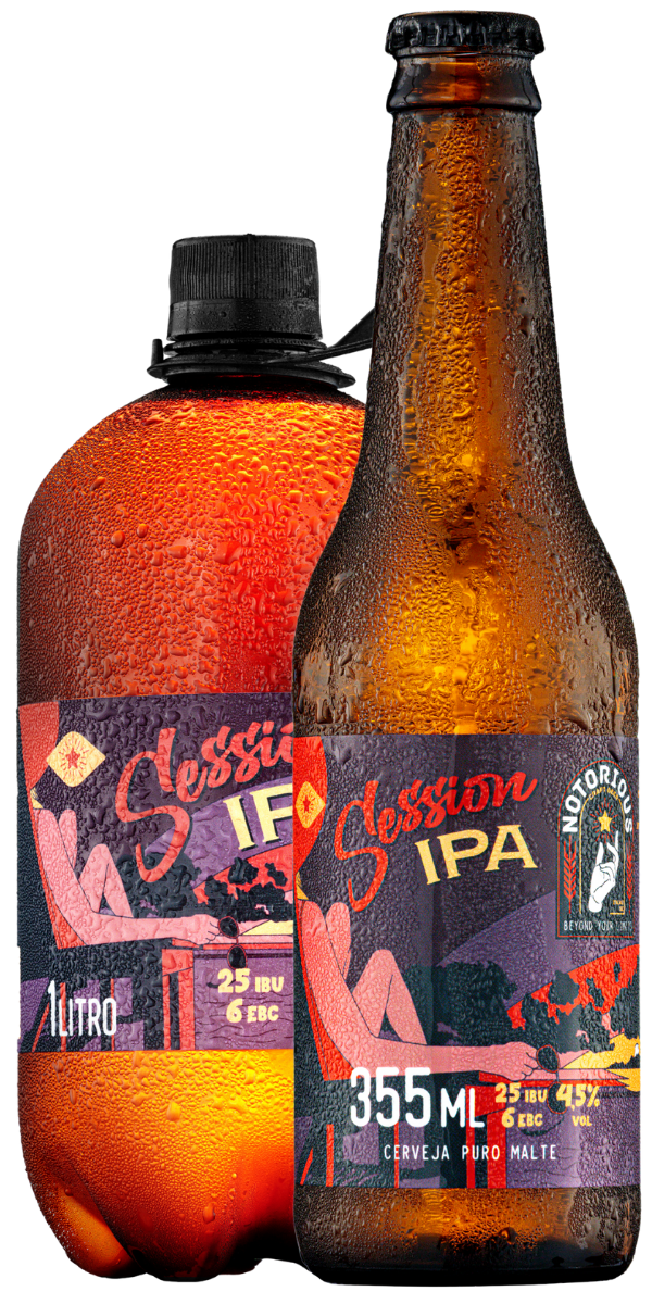 A Cerveja Session Ipa é Para quem busca sabor e refrescância na medida certa, a Session IPA Notorious é a escolha ideal. Com ABV 5.0% e IBU 25, traz um amargor médio, corpo leve e um aroma cítrico marcante que remete a deliciosas frutas tropicais.